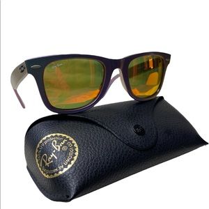 RayBan Wayfarer Cosmos Collection Mars purple chrome sunglasses with orange lens